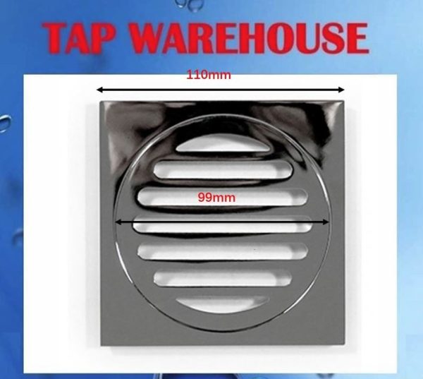 SQUARE CHROME BRASS FLOOR GRATE DRAIN WASTE 100MM 360G SHOWER BATHROOM LAUNDRY